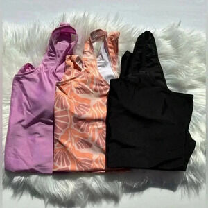 Real Essential Women's Plus 3XL One Piece Swimsuit 3 Pack Orange Print, Black